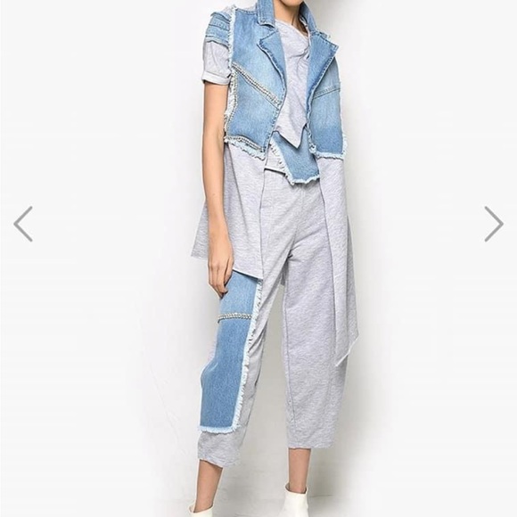 New NWT long sleeveless denim jacket or vest  size M/L - Picture 4 of 16